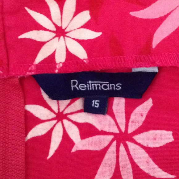 Reitmans Women's Shift Summer Midi Dress Pink Floral Sleeveless Cotton Size 15 - Picture 5 of 7